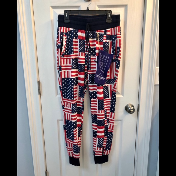 Lazy Pants Patriotic Soft Sweatpant Joggers Medium - Picture 1 of 6